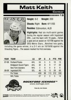 2009-10 Choice Rockford IceHogs (AHL) #19 Matt Keith Back