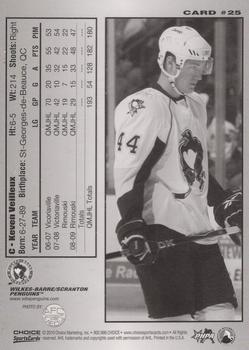 2009-10 Choice Wilkes Barre/Scranton Penguins (AHL) #25 Keven Veilleux Back