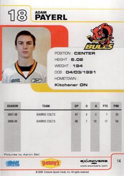 2009-10 Extreme Belleville Bulls (OHL) #14 Adam Payerl Back