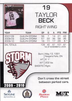 2009-10 M&T Printing Guelph Storm (OHL) #NNO Taylor Beck Back