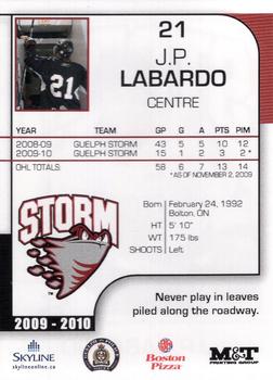 2009-10 M&T Printing Guelph Storm (OHL) #NNO J.P. Labardo Back