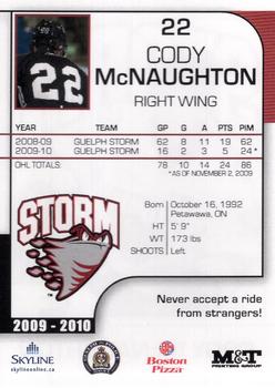 2009-10 M&T Printing Guelph Storm (OHL) #NNO Cody McNaughton Back