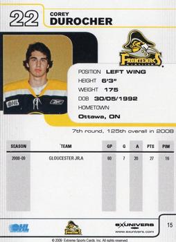 2009-10 Extreme Kingston Frontenacs (OHL) #NNO Corey Durocher Back