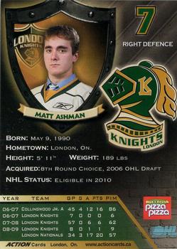 2009-10 Action London Knights (OHL) #3 Matt Ashman Back