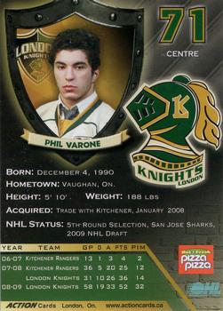 2009-10 Action London Knights (OHL) #16 Philip Varone Back