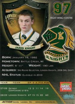 2009-10 Action London Knights (OHL) #21 Jared Knight Back