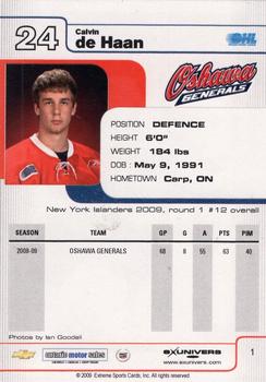 2009-10 Extreme Oshawa Generals (OHL) #1 Calvin de Haan Back