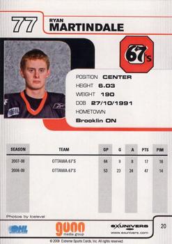 2009-10 Extreme Ottawa 67's (OHL) #20 Ryan Martindale Back
