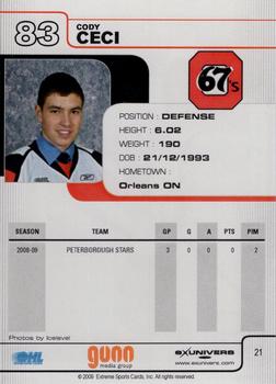 2009-10 Extreme Ottawa 67's (OHL) #21 Cody Ceci Back