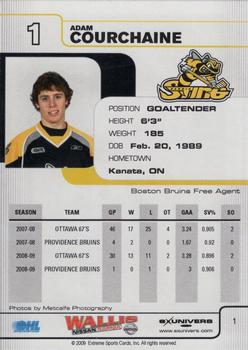 2009-10 Extreme Sarnia Sting (OHL) #1 Adam Courchaine Back