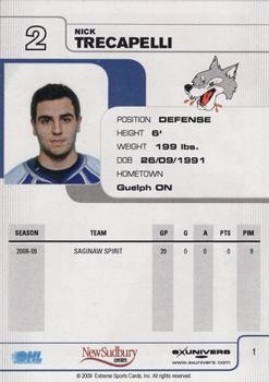 2009-10 Extreme Sudbury Wolves (OHL) #1 Nick Trecapelli Back