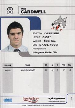 2009-10 Extreme Sudbury Wolves (OHL) #5 Jake Cardwell Back