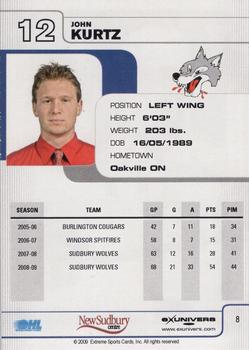 2009-10 Extreme Sudbury Wolves (OHL) #8 John Kurtz Back