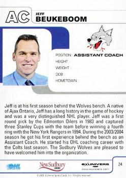 2009-10 Extreme Sudbury Wolves (OHL) #24 Jeff Beukeboom Back