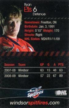 2009-10 Windsor Spitfires (OHL) #NNO Ryan Ellis Back