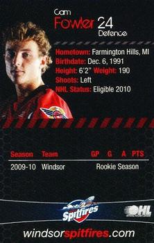 2009-10 Windsor Spitfires (OHL) #NNO Cam Fowler Back