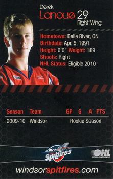 2009-10 Windsor Spitfires (OHL) #NNO Derek Lanoue Back