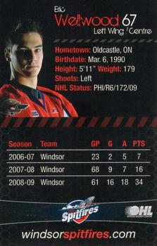 2009-10 Windsor Spitfires (OHL) #NNO Eric Wellwood Back