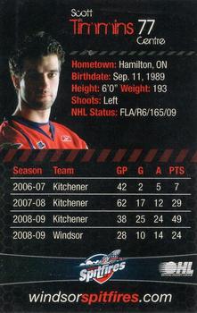 2009-10 Windsor Spitfires (OHL) #NNO Scott Timmins Back