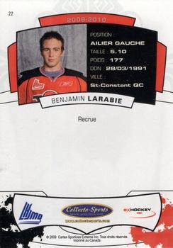 2009-10 Extreme Drummondville Voltigeurs (QMJHL) #22 Benjamin Larabie Back