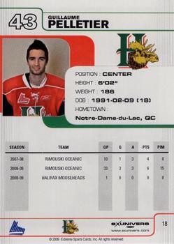 2009-10 Extreme Halifax Mooseheads (QMJHL) #18 Guillaume Pelletier Back