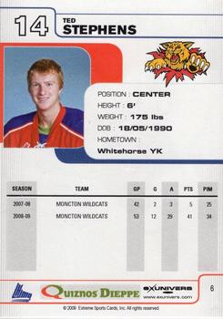 2009-10 Extreme Moncton Wildcats (QMJHL) #6 Ted Stephens Back