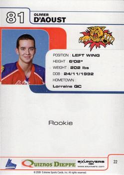 2009-10 Extreme Moncton Wildcats (QMJHL) #22 Olivier D'Aoust Back