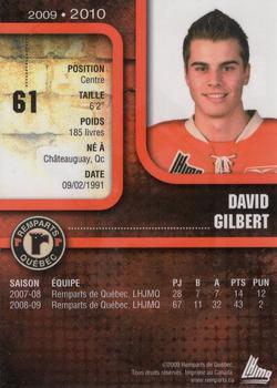2009-10 Quebec Remparts (QMJHL) #NNO David Gilbert Back