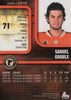 2009-10 Quebec Remparts (QMJHL) #NNO Samuel Groulx Back