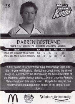 2009-10 McDonald's Brandon Wheat Kings (WHL) #NNO Darren Bestland Back
