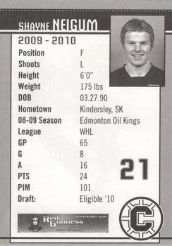 2009-10 Chilliwack Bruins (WHL) #NNO Shayne Neigum Back