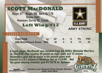 2009-10 Grandstand Everett Silvertips (WHL) #14 Scott Macdonald Back
