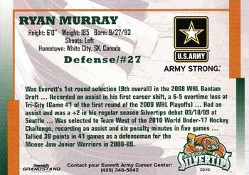 2009-10 Grandstand Everett Silvertips (WHL) #24 Ryan Murray Back