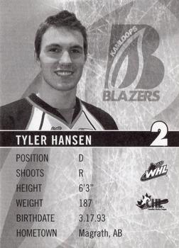 2009-10 Kamloops Blazers (WHL) #NNO Tyler Hansen Back