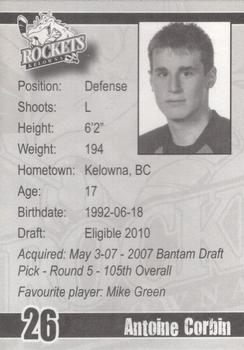 2009-10 Kelowna Rockets (WHL) #NNO Antoine Corbin Back