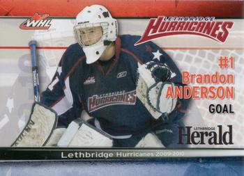 2009-10 Lethbridge Herald Lethbridge Hurricanes (WHL) #NNO Brandon Anderson Front