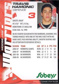 2009-10 Sobeys Moose Jaw Warriors (WHL) #NNO Travis Hamonic Back