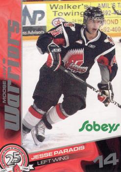 2009-10 Sobeys Moose Jaw Warriors (WHL) #NNO Jesse Paradis Front