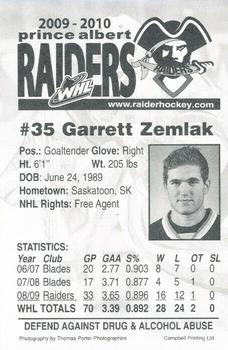 2009-10 Prince Albert Raiders (WHL) #NNO Garrett Zemlak Back