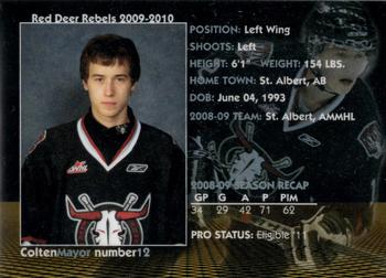 2009-10 Red Deer Rebels (WHL) #10 Colten Mayor Back