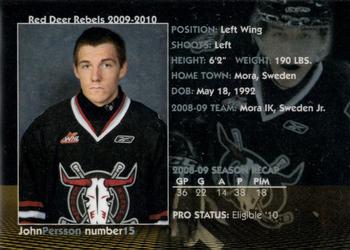 2009-10 Red Deer Rebels (WHL) #13 John Persson Back