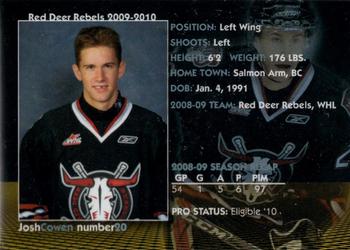 2009-10 Red Deer Rebels (WHL) #18 Josh Cowen Back