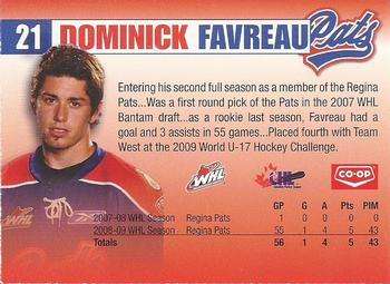 2009-10 Co-op Regina Pats (WHL) #8 Dominick Favreau Back