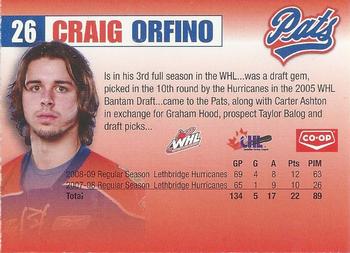 2009-10 Co-op Regina Pats (WHL) #21 Craig Orfino Back
