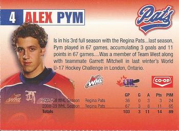 2009-10 Co-op Regina Pats (WHL) #23 Alex Pym Back