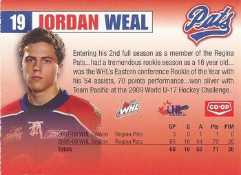2009-10 Co-op Regina Pats (WHL) #29 Jordan Weal Back