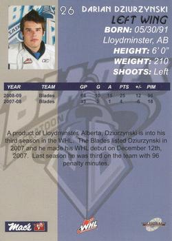 2009-10 Saskatoon Blades (WHL) #A-03 Darian Dziurzynski Back