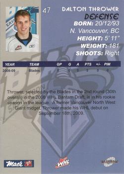 2009-10 Saskatoon Blades (WHL) #A-09 Dalton Thrower Back