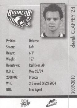 2009-10 Swift Current Broncos (WHL) #NNO Derek Claffey Back