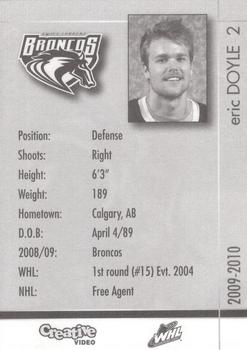 2009-10 Swift Current Broncos (WHL) #NNO Eric Doyle Back